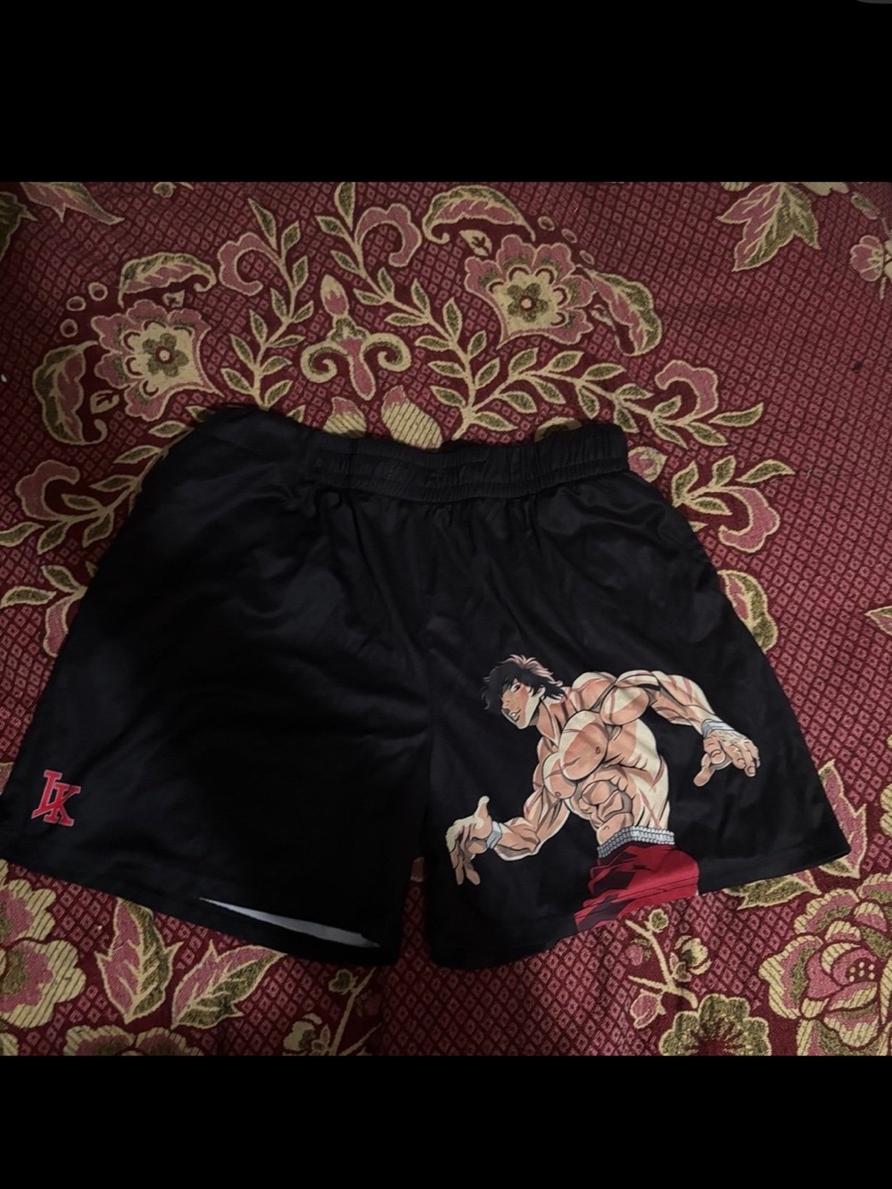 INVICTA KURU Anime X Gym Shorts Men 2xl Black Baki Hanma (No Drawstring)